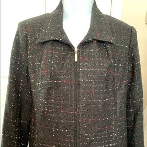 Sag Harbor Zip Front Glitzy Black Lined Jacket